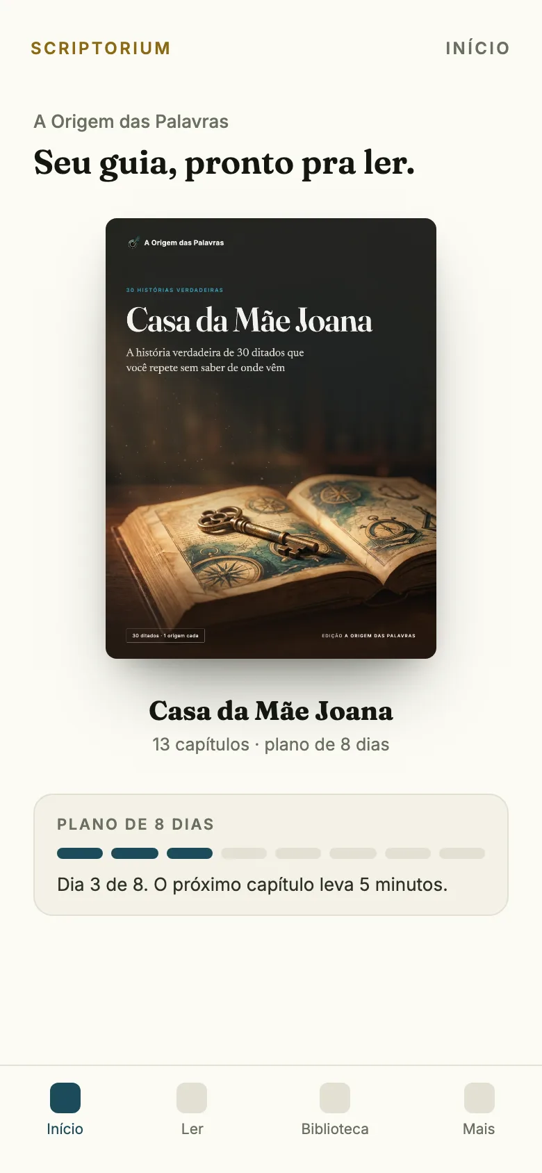 O guia Casa da Mãe Joana aberto no app