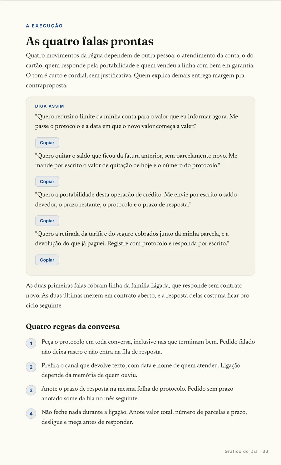 Página real do guia: Falas prontas